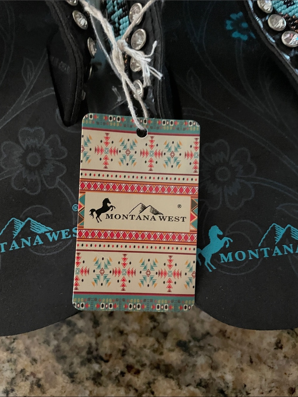 Montana West Black & Turquoise Beaded Western Thong Sandals - Picture 6 of 6